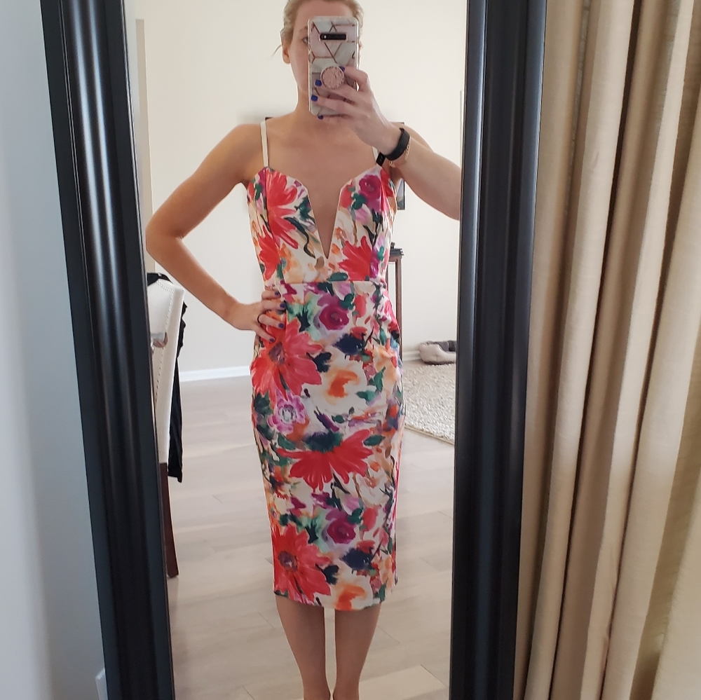 Floral Pencil Midi Dress